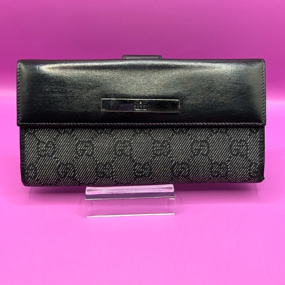 🖤Certified Authentic GUCCI BLACK DENIM LONG WALLET🖤 - Picture 1 of 15